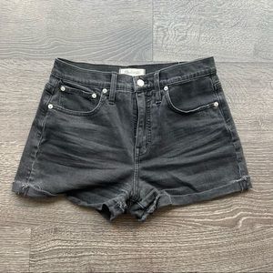 Madewell high rise black denim shorts, Sz 26